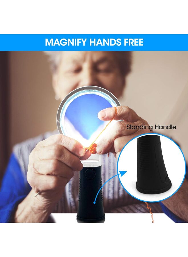 LAMAY Magnifying Glass with Light, Handheld Large 18LED Cold and Warm Light, Illuminated Magnifier for Seniors Reading, Inspection, Coins, Jewelry, Exploring - Image 3